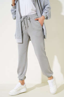 Bel İpli Paça Lastikli Jogger Pantolon Gri - 300-500 TL Ürünler