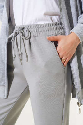 Bel İpli Paça Lastikli Jogger Pantolon Gri - 300-500 TL Ürünler