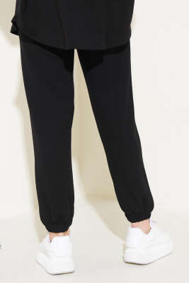 Bel İpli Paça Lastikli Jogger Pantolon Siyah - Pantolon
