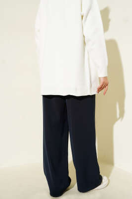 Bel Kemer Tokalı Palazzo Pantolon Lacivert - Pantolon