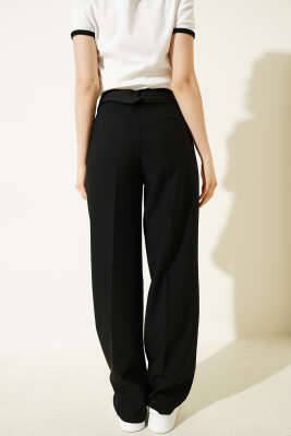 Bel Kemerli Pileli Salaş Pantolon Siyah - Kadın Giyim Modelleri