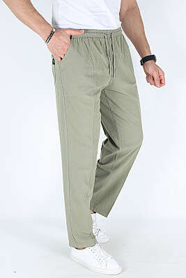 Bel Kuşaklı Erkek Jogger Pantolon Çağla Yeşili - Erkek Pantolon