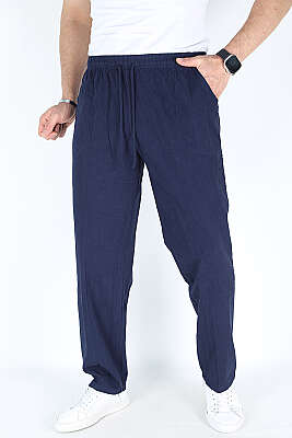 Bel Kuşaklı Erkek Jogger Pantolon Lacivert - Erkek Pantolon