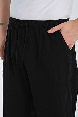 Bel Kuşaklı Erkek Jogger Pantolon Siyah - Erkek Pantolon