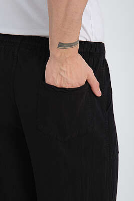 Bel Kuşaklı Erkek Jogger Pantolon Siyah - Erkek Pantolon