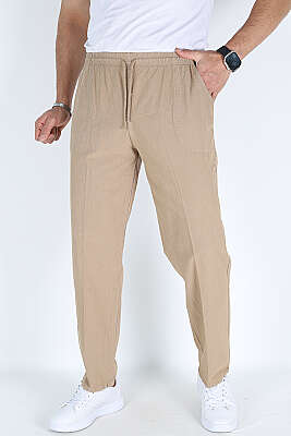 Bel Kuşaklı Erkek Jogger Pantolon Taş - Erkek Pantolon