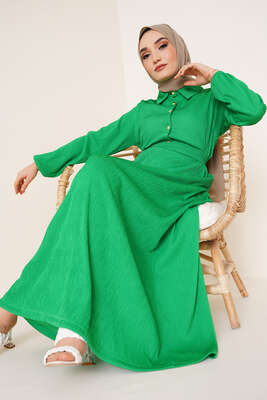 Bel Kuşaklı Klasik Yaka Elbise Benetton - Thumbnail