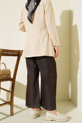 Bel Kuşaklı Lastikli Pantolon Kahve - Pantolon