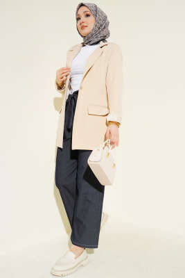 Bel Kuşaklı Lastikli Pantolon Lacivert - Pantolon