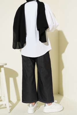 Bel Kuşaklı Lastikli Pantolon Siyah - Pantolon