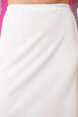 Bel Lastik Detaylı Jipon Beyaz - Uzun Etek