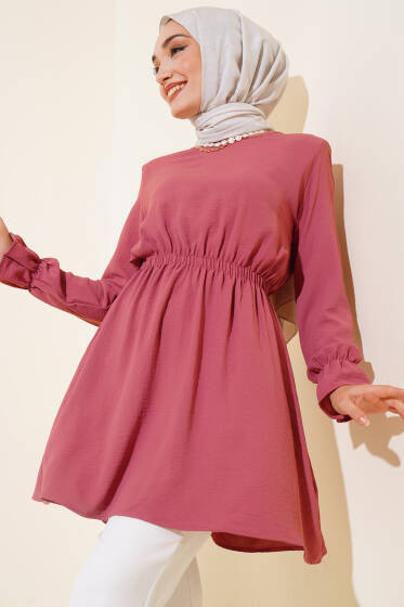 Bel Lastikli Ayrobin Tunik Gül Kurusu - Tunik