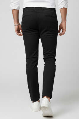 Bel Lastikli Bağcıklı Erkek Pantolon Siyah - Erkek Pantolon