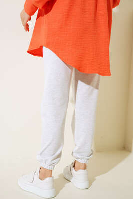 Bel Lastikli Bağcıklı Pantolon Açık Gri - Pantolon