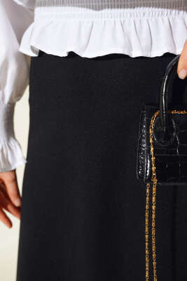 Bel Lastikli Basic Çan Etek Siyah - Uzun Etek