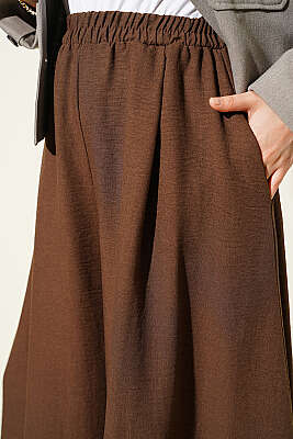 Bel Lastikli Basic Pantolon Etek Kahve - Pantolon