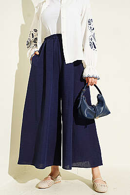 Bel Lastikli Basic Pantolon Etek Lacivert - MD TREND