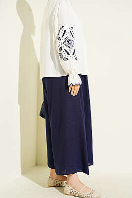 Bel Lastikli Basic Pantolon Etek Lacivert - Pantolon