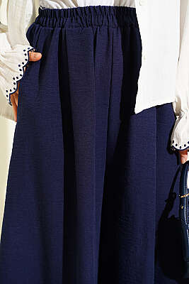 Bel Lastikli Basic Pantolon Etek Lacivert - Pantolon