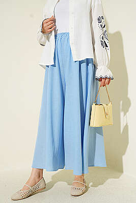 Bel Lastikli Basic Pantolon Etek Mavi - MD TREND