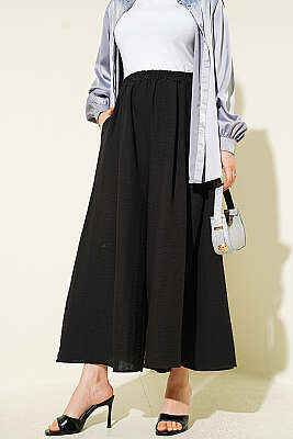 Bel Lastikli Basic Pantolon Etek Siyah - MD TREND