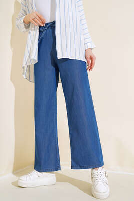 Bel Lastikli Bol Paça Kot Pantolon Kot - FİXAY