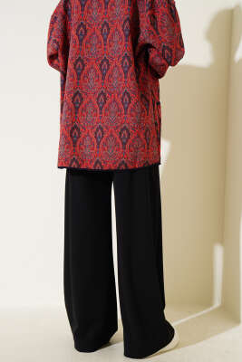 Bel Lastikli Bol Paça Pantolon Siyah - Yılın Fırsatı