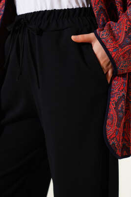 Bel Lastikli Bol Paça Pantolon Siyah - Yılın Fırsatı