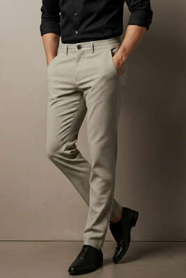 Bel Lastikli Boru Paça Erkek Pantolon Bej - WİPEOUT