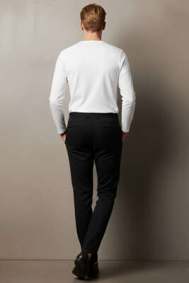 Bel Lastikli Boru Paça Erkek Pantolon Siyah - Erkek Pantolon