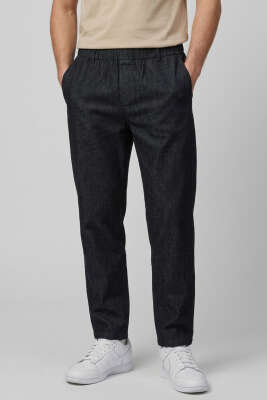 Bel Lastikli Boyfriend Gabardin Erkek Pantolon Siyah - MARRAKECH