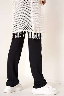 Bel Lastikli Bürümcük Pantolon Siyah - Pantolon