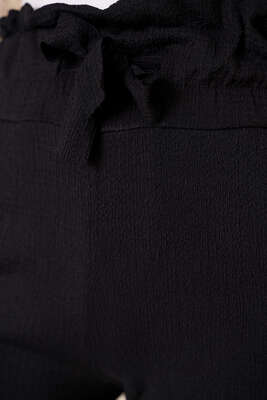 Bel Lastikli Bürümcük Pantolon Siyah - Pantolon