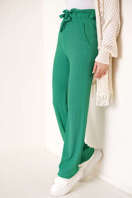 Bel Lastikli Bürümcük Pantolon Yeşil 