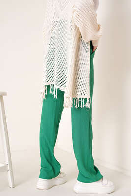 Bel Lastikli Bürümcük Pantolon Yeşil - Pantolon