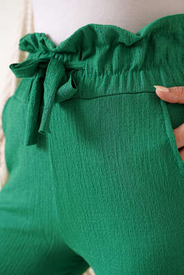 Bel Lastikli Bürümcük Pantolon Yeşil - Pantolon