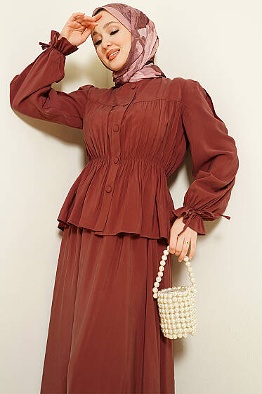 Bel Lastikli Büzgülü Etekli İkili Takım Kiremit - İkili Takım