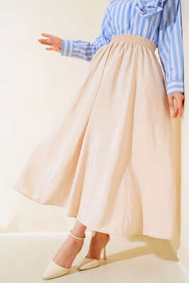 Bel Lastikli Çan Etek Bej - DUFON