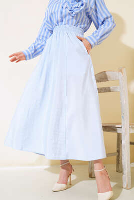 Bel Lastikli Çan Etek Mavi 