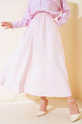 Bel Lastikli Çan Etek Pembe 