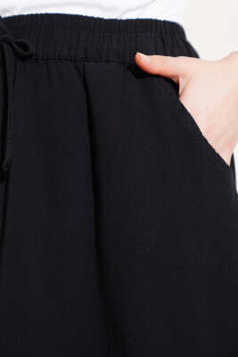 Bel Lastikli Cepli Gabardin Etek Siyah - Uzun Etek