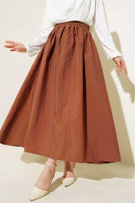 Bel Lastikli Cepli Paraşüt Etek Taba - Uzun Etek