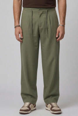 Bel Lastikli Cepli Tensel Erkek Pantolon Haki - GİESTO
