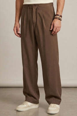 Bel Lastikli Cepli Tensel Erkek Pantolon Kahve - GİESTO