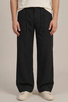 Bel Lastikli Cepli Tensel Erkek Pantolon Siyah - GİESTO