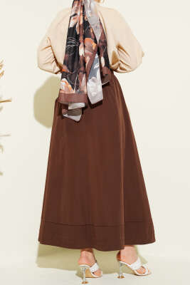 Bel Lastikli Cepli Tensel Etek Kahve - Etek