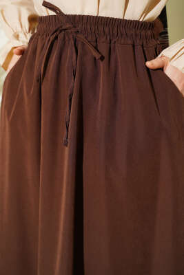 Bel Lastikli Cepli Tensel Etek Kahve - Etek