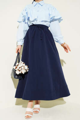 Bel Lastikli Cepli Tensel Etek Lacivert - SAS