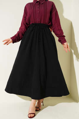 Bel Lastikli Cepli Tensel Etek Siyah - SAS