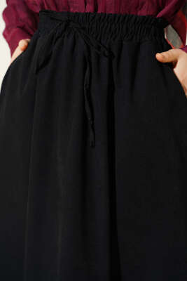 Bel Lastikli Cepli Tensel Etek Siyah - Etek